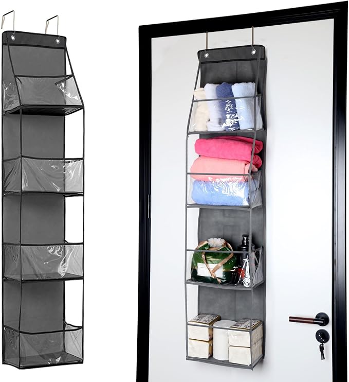4-Shelf Over the Door Storage Hanging Closet Organizer (Grey) by Jirktiy