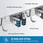 IMILLET 2 Pack Broom Holder Wall Mount Stainless Steel Mop Organizer - Image 3