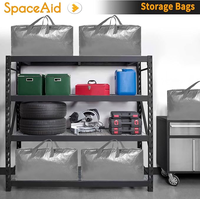 SpaceAid Heavy Duty Moving Bags, Extra Large Storage Totes W/Backpack Straps Strong Handles & Zippers, Alternative to Moving Boxes, Packing & Moving Supplies, Gley (10 Pack) - Image 7