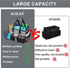ALSLEA Large Cleaning Caddy Bag 15" x 10½" x 9" Heavy-Duty Organizer Tote for Home, Housekeepers, Janitors Cleaning Caddy for Cleaning Supplies with Shoulder Strap & Multiple Pockets (Gray) - Image 3