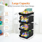 Lifewit 4 Tier Plastic Stackable Storage Baskets for Clothes 1 Pack, Black - Image 3