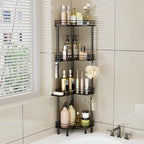 Consumest Corner Shower Caddy Standing - 4-Tier Stainless Steel Shower Organizer with Soap Holder and 4 Hooks, Large Capacity Corner Shelf Stand for Bathroom, Rest Room, Black - Image 6