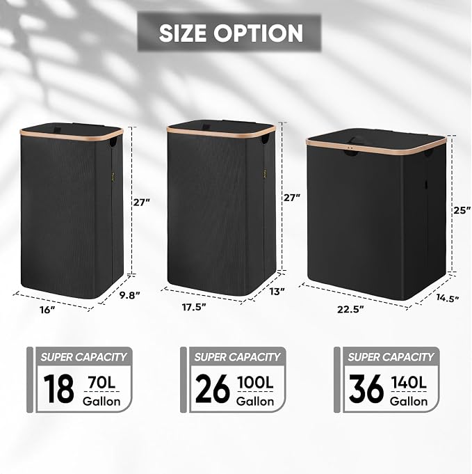 BALEINE 100L Laundry Hamper with Lid, Large Laundry Basket Bin - Image 3