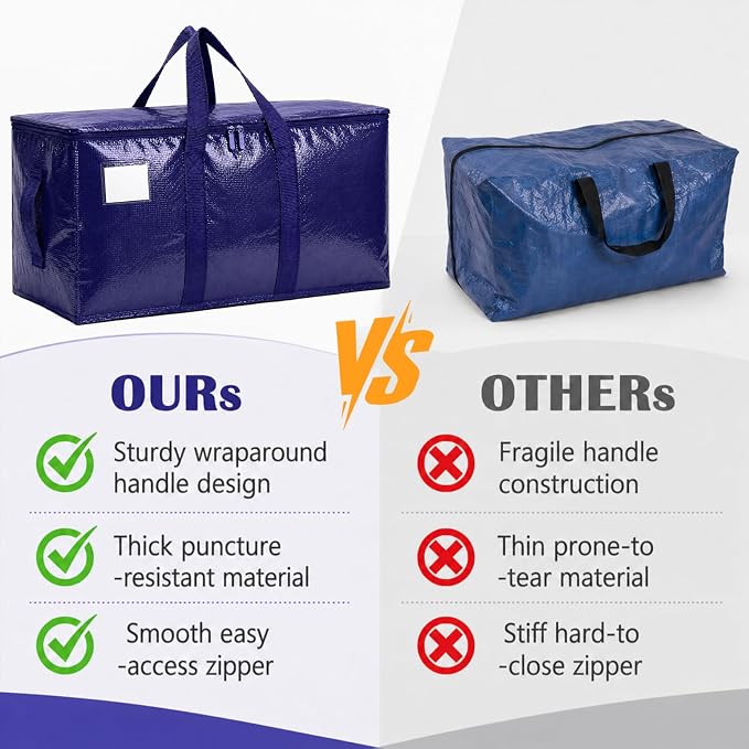 Songrey Extra Large Heavy Duty Moving Bags, 6 Pack, Dark Blue - Image 4