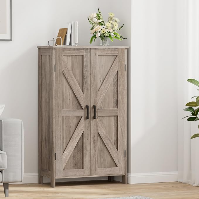 Homleke 43.3" H Farmhouse Bathroom Storage Cabinet with Adjustable Shelves - Image 8