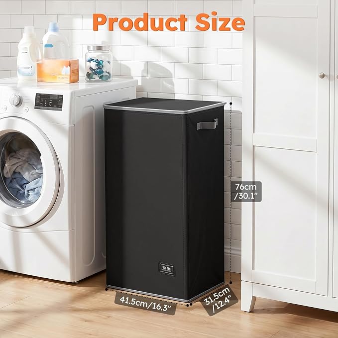 SOLEDI 100L Laundry Hamper with Lid, Large Collapsible Laundry Basket - Image 5