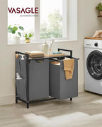 VASAGLE Laundry Hamper with Shelf, 2 Pull-Out Bags, 2 x 12.1 Gallons (46 L) - Image 2