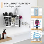 FUNKYLEE 3-in-1 Universal Hair Tool Organizer Wall Mount, White - 2 Pack - Image 3