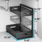 Petiza Under Sink Organizer Pull Out Cabinet Organizer Adjustable Height 2 Tier with Sliding Drawers Kitchen Bathroom Organizer and Storage(1pc) - Image 3