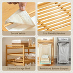 Bamboo 200L Laundry Hamper with 2 Tiers Shelf, Laundry Room Organization - Image 5