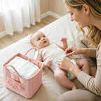 Quilted Fabric Car Storage Basket with Handles & Pocket, Foldable Laundry Hamper Boho Floral Print Organizer Bin for Home, Picnic, Office Nursery Cloth Toy 12"x10"x10" (Style A) - Image 3