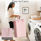Optish 50L Pink Slim Laundry Hamper, Narrow Laundry Basket with Handles, Baby Girl Hamper for Nursery, Dorm, Bedroom, Living Room, Collapsible Laundry Basket - Image 5