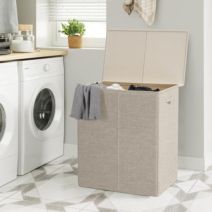WOWLIVE 154L Double Laundry Hamper 2 Section with Lid and Removable Bags - Image 3