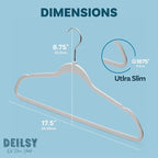 DEILSY™ Non-Velvet Thin Hangers Space Saving Gray Hangers 50 Pack | Space saving hangers, sturdy slim hangers, thin hangers for shirts, jackets, coats and everyday clothing - Image 7