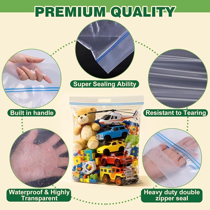 TUXIYA 10 PACK 25 Gallon Extra Large Storage Bags,35.5"x 24"x 7"Zipper Bags - Image 3
