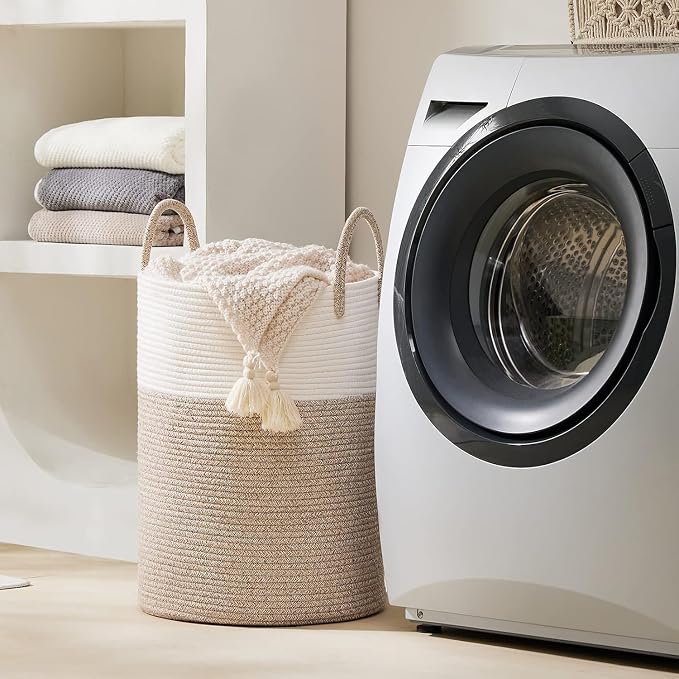 YOUDENOVA Cotton Rope Laundry Hamper Basket, 72L Blanket Basket for Bedroom - Image 5