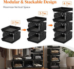 Lifewit 4 Tier Plastic Stackable Storage Baskets for Clothes 1 Pack, Black - Image 4