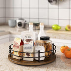 12" Lazy Susan Turntable Organizer,Round Wooden Lazy Susan Organization and Rotating Spice Rack for Dining Table,Pantry,Kitchen Countertop,Vanity,Cupboard and More. (Heightened Version,Round) - Image 7