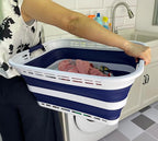 SAMMART 42L (11 Gallons) Collapsible Plastic Laundry Basket - Foldable Pop Up Storage Container/Organizer - Portable Washing Tub - Space Saving Hamper/Basket [BPA Free] (White/Starry Blue (Set of 2)) - Image 3