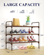 Kitsure Shoe Rack for Closet, Shoe Storage, 27.6" Wide - 3 Tiers, Brown | Shoe Organizer for Closet, Entryway, Living Room, Space-Saving Shoe Shelf, Sturdy Zapateras Organizer - Image 2