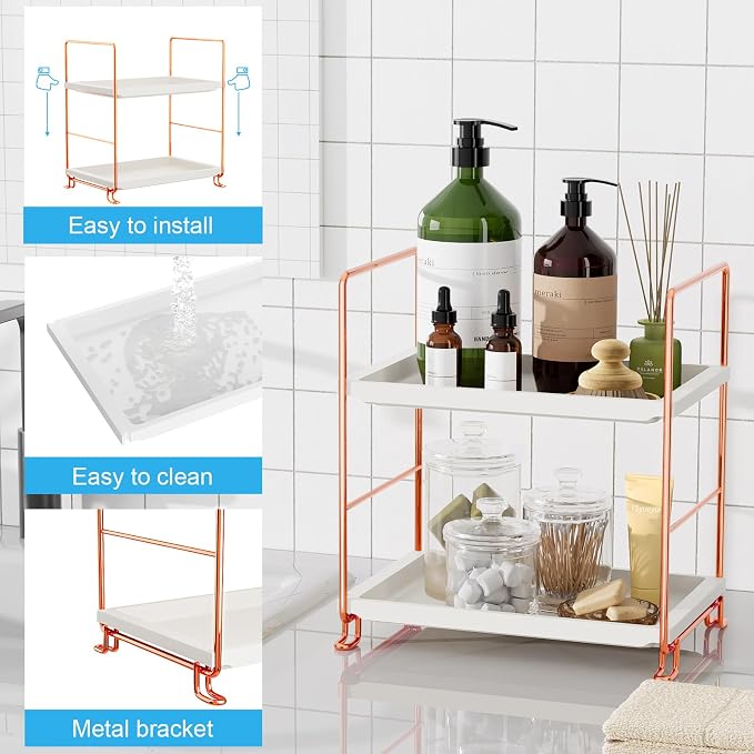 FSyueyun 2-Tier Bathroom Countertop Organizer, Makeup Organizer for Vanity - Image 3