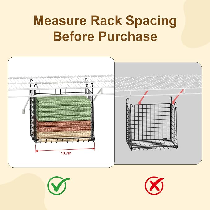 Lyuwanxian 4-Tier Hanging Closet Organizer with 360°Rotating Hooks – Foldable Hanging Shelves for Small Spaces, Wire Storage Basket, Closet Organizer System, Black - Image 8