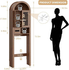 Arched Over the Toilet Storage Cabinet with Tempered Glass Doors, Walnut - Image 2