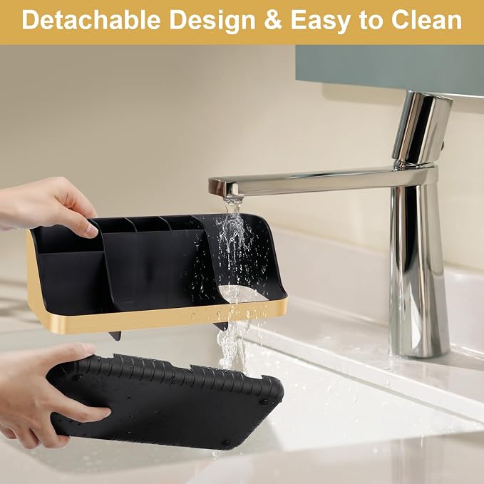 GFWARE Gold Toothbrush Holders for Bathrooms Countertop Organizer - Detachable 7 Slots Electric Toothbrush and Toothpaste Holder, Kids Organization and Storage, Restroom Accessories Vanity Stuff - Image 3