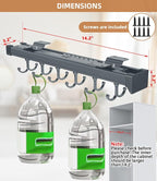 Pull Out Broom Holder, Multifunctional Slide Broom And Mop Storage/Organizer With Adjustable Double Row Sliding Hook, Garage Organization Hooks, for Closet Laundry Garage - Dark grey - 36cm - Image 5