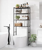 4-Tier Over The Toilet Storage Rack, Bathroom Organizer with One-Piece Metal Mesh Shelves, Over Toilet Shelf with Adjustable Feet & Anti-Tip Kit, Space-Saving Bathroom Storage, Black by Unknown