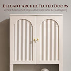 72" Over The Toilet Storage Cabinet, Wood Bathroom Storage Cabinet, Cream - Image 5