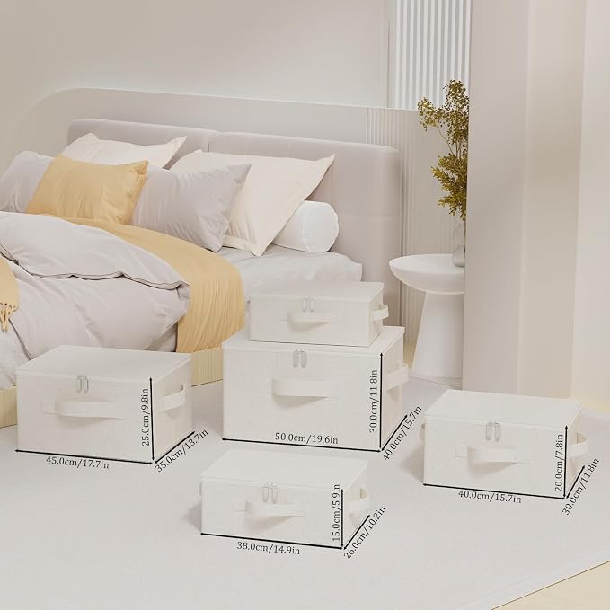 Underbed Storage Baskets with Lids,14.9x10.2x5.9in,Beige,1 Pack - Image 5