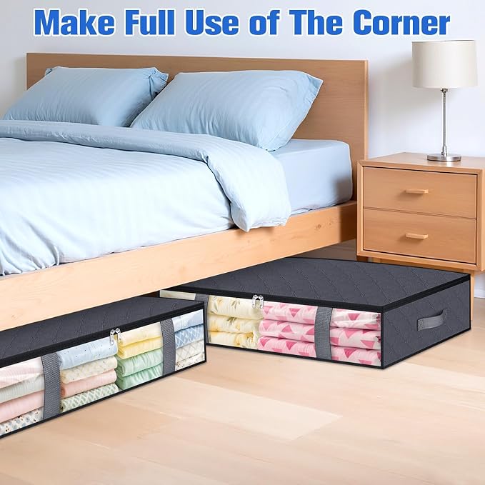 TasticTotes 2 Pack Under Bed Storage Containers, 75L Blanket Storage Bags - Image 7