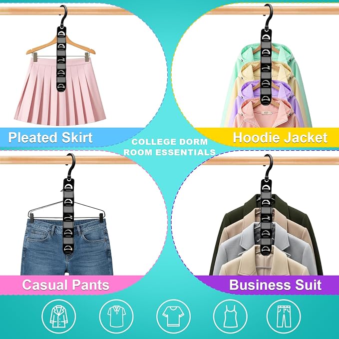 Closet Organizers and Storage,Upgraded Organization and Storage Clothes Hanger,8 Pack College Dorm Room Essentials,Sturdy Closet Organizer Home Essentials Space Saving Hangers for Thick Clothe - Image 6