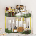 SUNZOS Bathroom Counter Organizer, Corner Vanity Cosmetic Storage with Makeup Brush Holder, Countertop Organizers for Dresser (2 Tier, Green) by SUNZOS