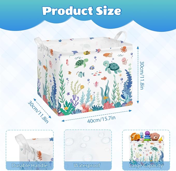 Collapsible Storage Basket Collapsible Fabric Laundry Basket with Handles - Image 3
