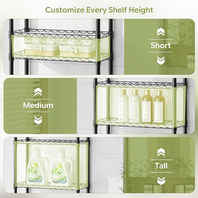 Simple Trending 4 Tier Over The Toilet Storage Rack, Bathroom Organizers and Storage Over Toilet with Adjustable Shelf and Basket, (Black) - Image 4