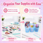 gisgfim 6 Pack Classroom Caddy Organizer with Handle, 6 Compartments, Colorful Clear - Image 4