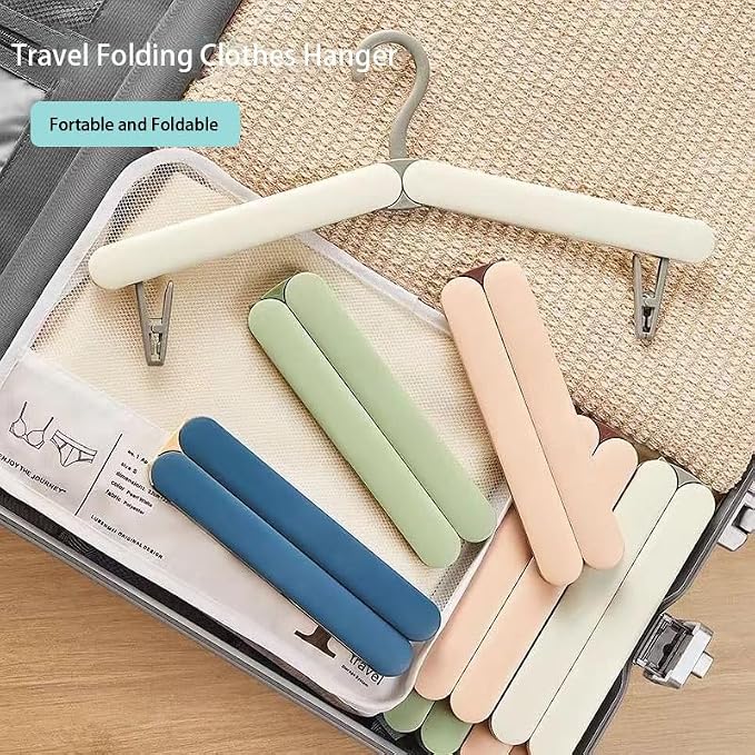 4 Pack Foldable Travel Hangers with Hidden Clips(Pink) - Image 3