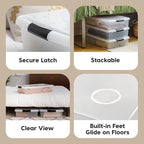 IRIS USA 3-Pack, 40 Qt. Under Bed Storage Bin with Lids, Black/Clear | Store seasonal clothing, shoes, blankets, linens and household essentials neatly under beds to maximize storage space - Image 5