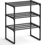 SONGMICS Shoe Rack, 3-Tier Shoe Organizer, Metal Storage Shelf | for Entryway, Upright or Upside Down, for 4-8 Pairs, Stackable, 11.8 x 16.7 x 21.5 Inches, Black ULSA003B01 by Unknown