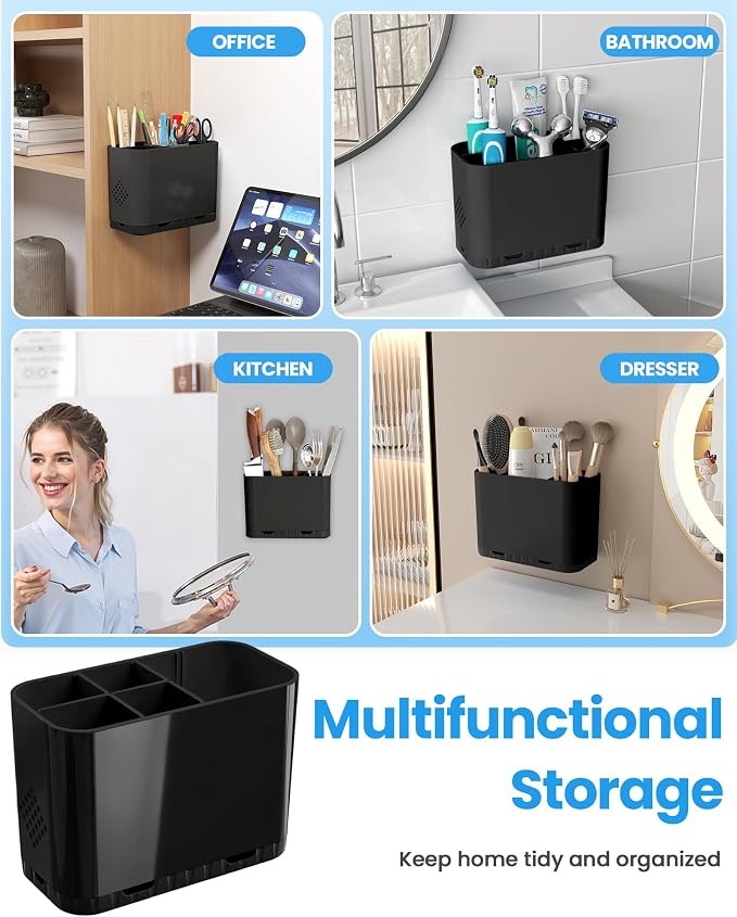 Toothbrush and Toothpaste Holders for Bathrooms Countertop - Detachable 5 Slots Kids Electric Toothbrush Holders Set Wall Mounted with Removable Dividers for Bathroom Decor and Accessories Organizer - Image 8