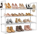 LANTEFUL 3 Tier Shoe Rack for Closet, Shoe Organizer with 5 Hooks, Long Shoe Shelf Storage for Shoe and Boot Stackable Free Standing Shoe Rack for Entryway, Garage, Small Spaces, Dorm, White by LANTEFULforTidyingHouse