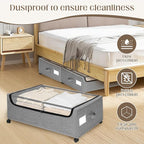 Under Bed Storage with Wheels, 2 Pack Under Bed Storage Containers, 10.6 inches Tall Underbed storage bins on Wheels, Rolling Under the Bed Metal Drawers for Clothes, Blankets, Shoes (XXXL, 90L) - Image 5