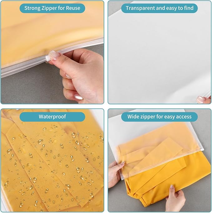 16x12 Inch Frosted Zipper Bags for Clothes 25Pcs No Vent Holes - Image 6
