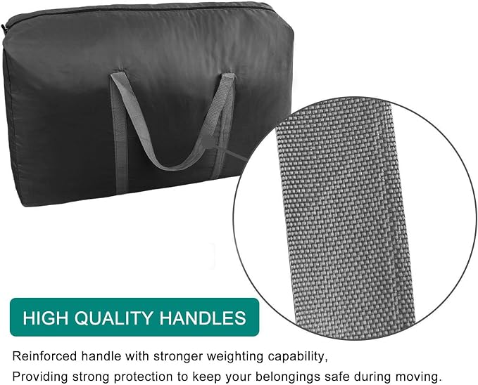 100L Extra Large Storage Bags, Big Moving Bags with Strong Zippers & Carrying Handles, Packing Bags for Moving, Storage, Travel and Camping, Storage Totes For Space Saving (Black, 2 Pack) - Image 3