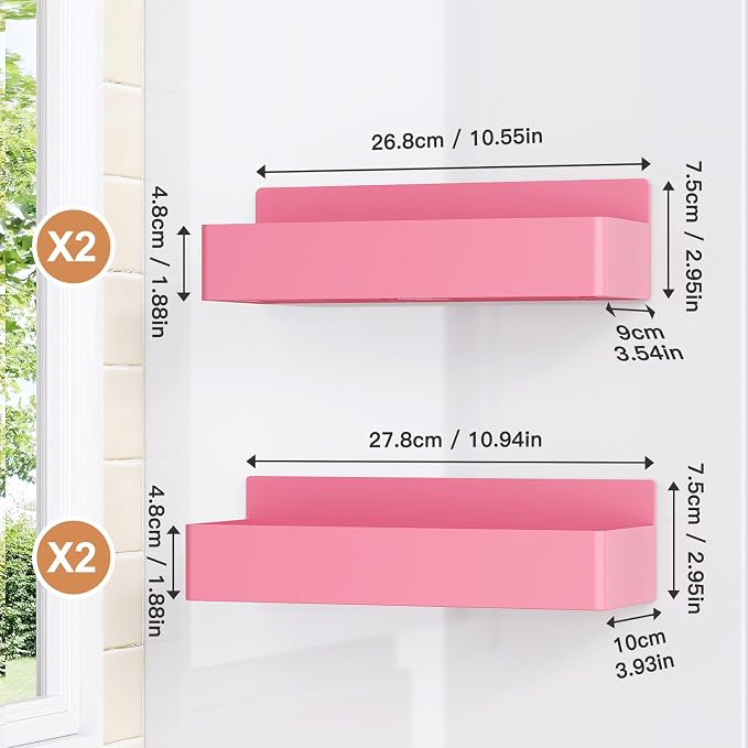 Mystozer Magnetic Spice Rack for Refrigerator, Kitchen Organizer and Storage Shelf, Pink(4 Pack) - Image 4