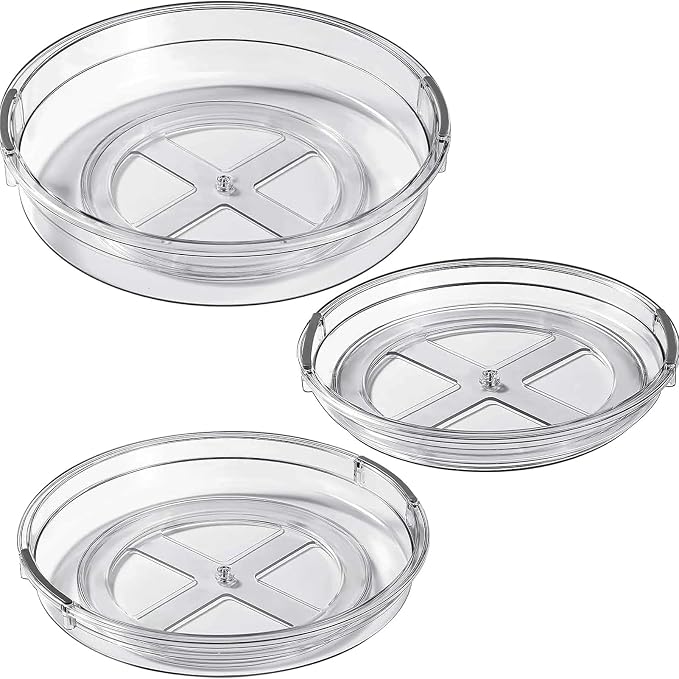 LAMU 3 Pack Lazy Susan Organizer Turntable for Cabinet, Condiment Organizer for Kitchen Pantry Organizers and Storage, Table Top, Fridge, Countertop, Spice Organization, 12'' 10.6'' 9.25'', Grey - Image 8