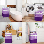 HomeHacks 2 Pack Laundry Baskets, Laundry Hampers Bags (Purple 75Lx2) | Waterproof, Freestanding, Collapsible Clothes Hamper with Reinforced Handles in Laundry Room, Dorm, Bathroom, Bedroom - Image 6