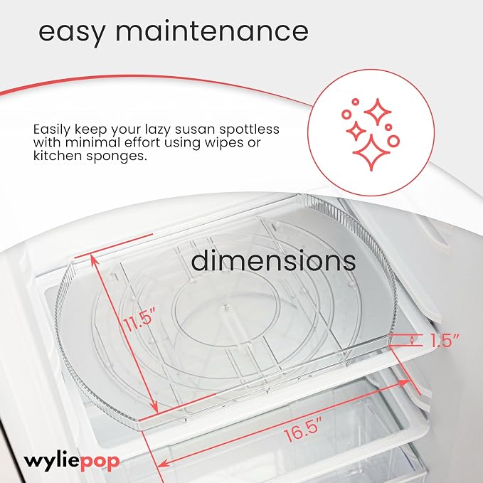 Lazy Susan for Refrigerator - 360° Turntable Refrigerator Organizer and Storage Tray for Fridge, Cabinet & Pantry - Rectangle Lazy Susan (16.5"x11.5"x1.5") - Image 5